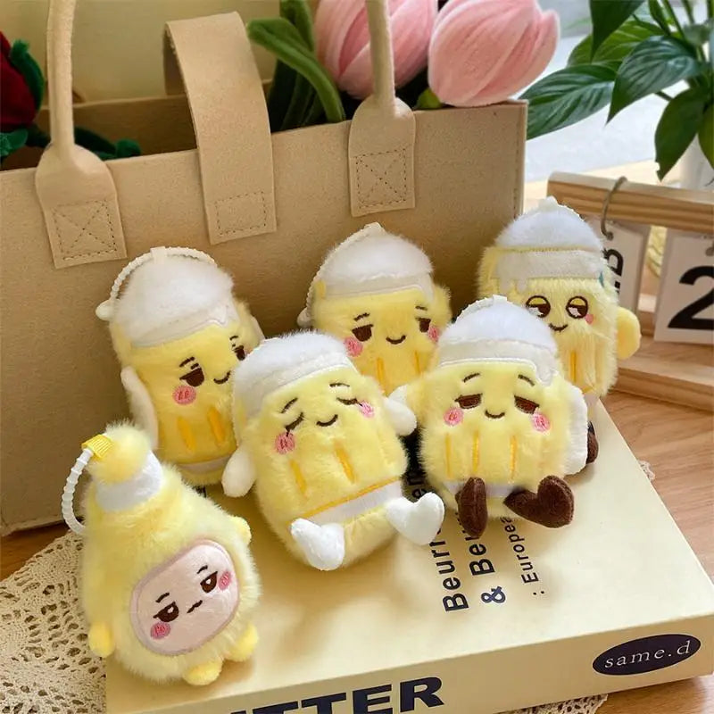 Beer Bottle Toy with Cute Cartoon Design and Plush Keychain Ideal for Collectors