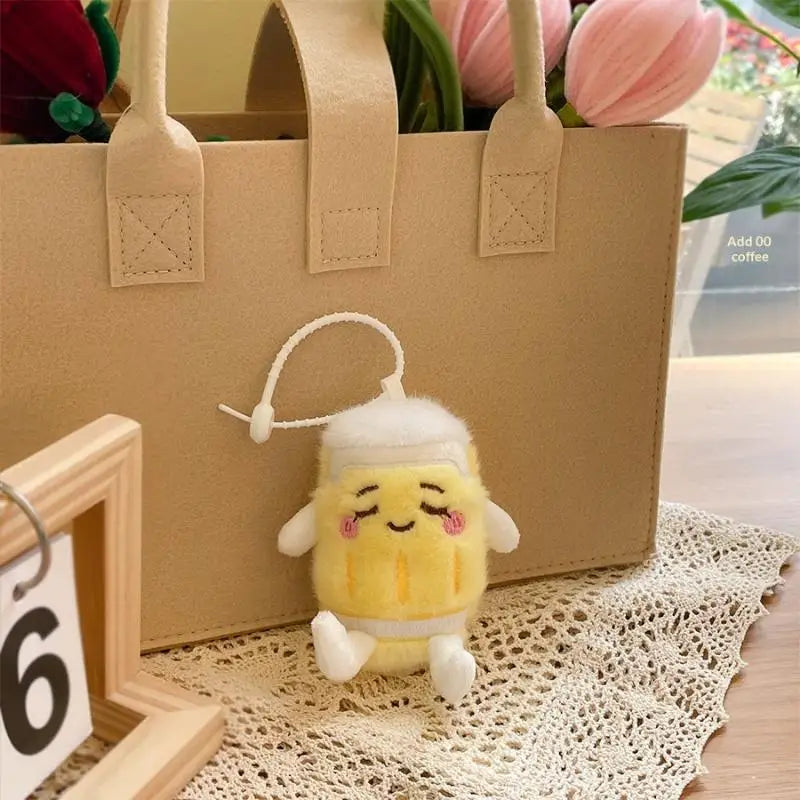 Beer Bottle Toy with Cute Cartoon Design and Plush Keychain Ideal for Collectors