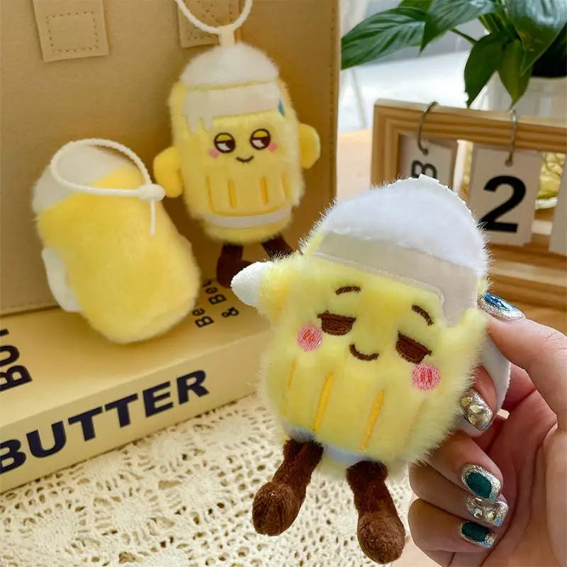 Beer Bottle Toy with Cute Cartoon Design and Plush Keychain Ideal for Collectors