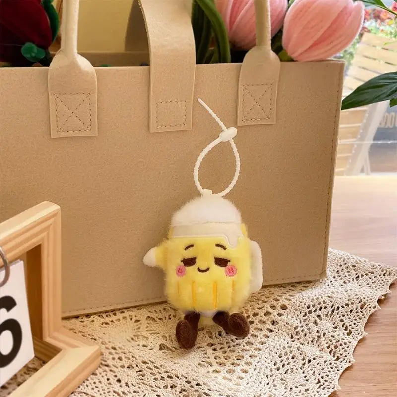 Beer Bottle Toy with Cute Cartoon Design and Plush Keychain Ideal for Collectors