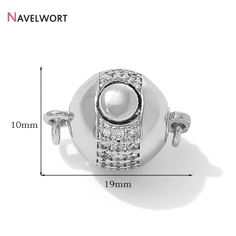 18K Gold Plated Brass With Zircon Ball Connector Clasps Strong Magnetic Clasps For DIY Bracelet Necklace Making Accessories