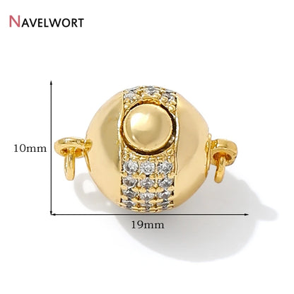 18K Gold Plated Brass With Zircon Ball Connector Clasps Strong Magnetic Clasps For DIY Bracelet Necklace Making Accessories