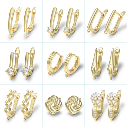 1 Pair Brass Green /Blue Crystal Earring Hooks  Anti-Allergy for DIY Craft Jewelry Findings Accessories 18K Gold Plating