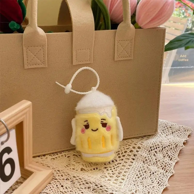 Beer Bottle Toy with Cute Cartoon Design and Plush Keychain Ideal for Collectors